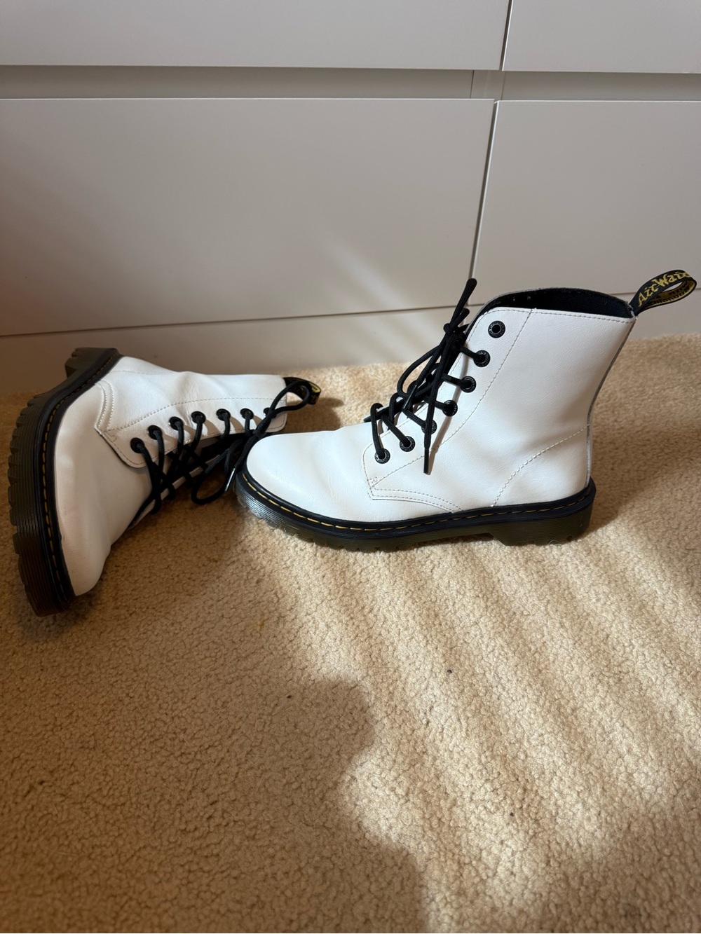 Dr. Martens Luana White Leather Combat Boots Women’s US 9 EU 41 Lace Up AirWair